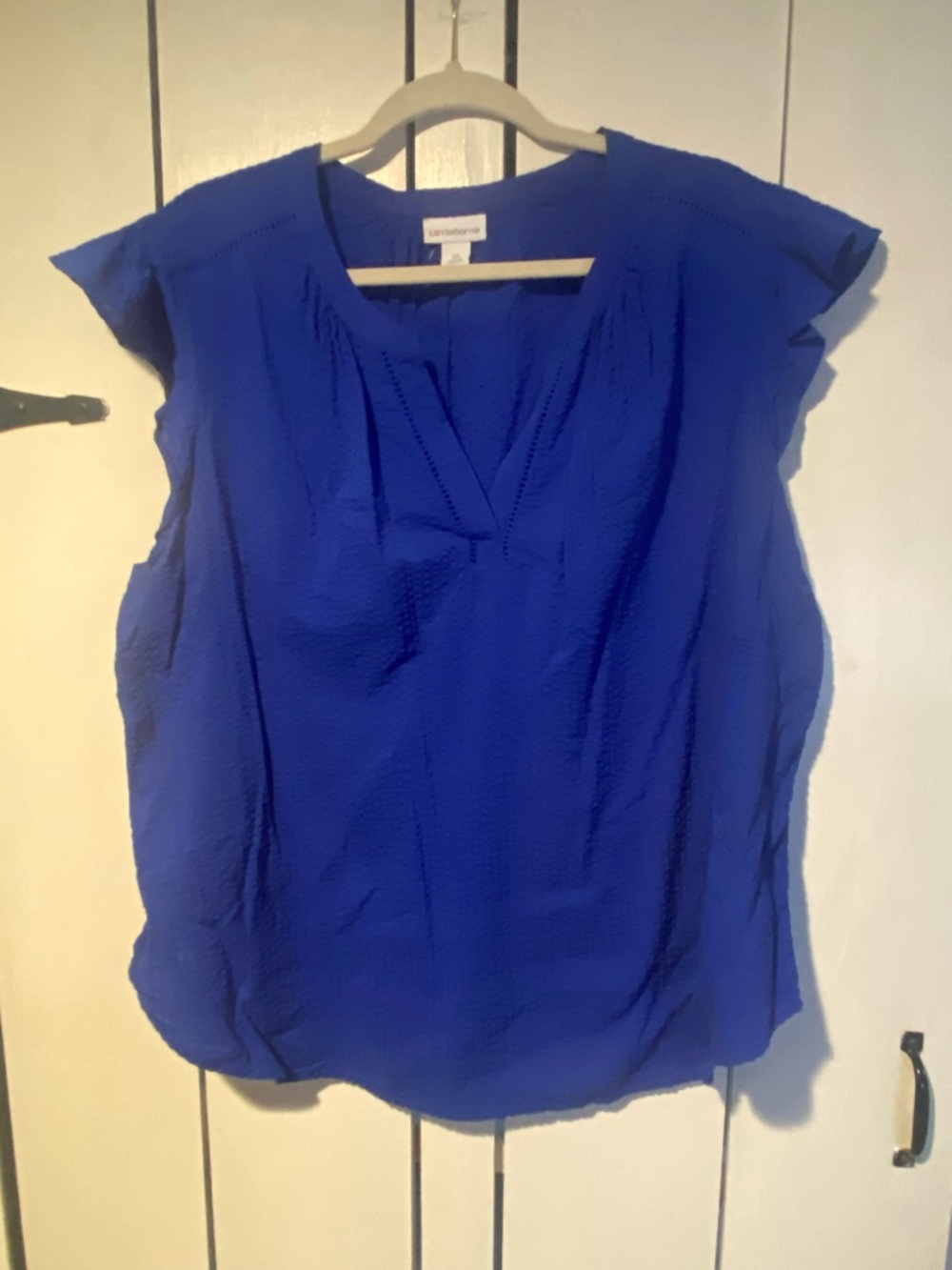 Liz Claiborne Cobalt Blue Short Sleeve V-Neck Blouse